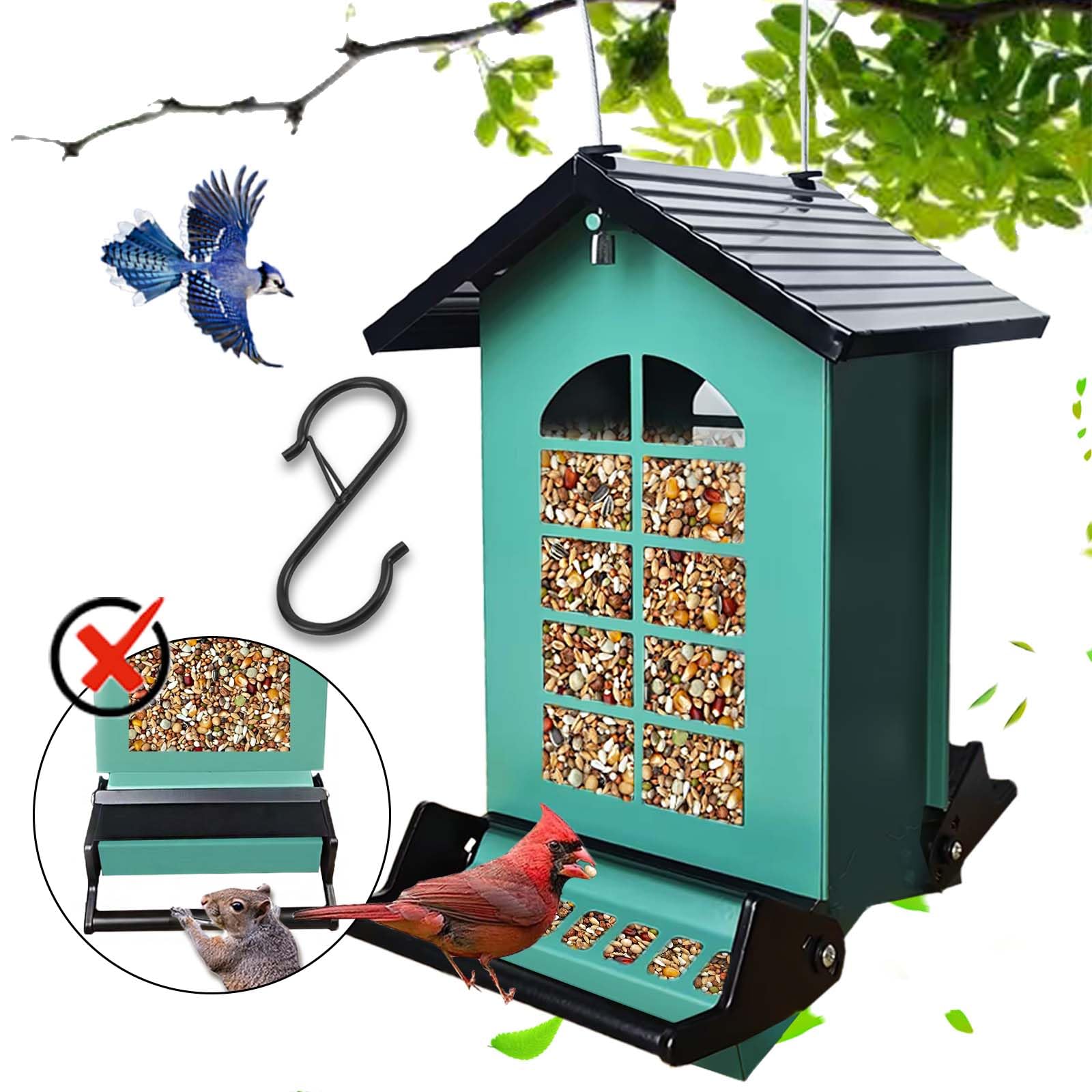 Amazon.co.jp: 鳥の餌やり器 リス防止 ハンギングバードフィーダー